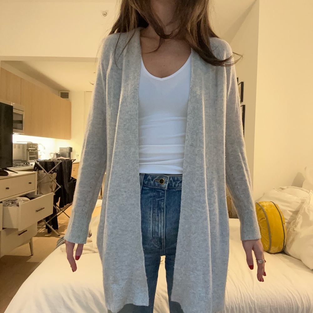 Women's Gray Open Front Cardigan
